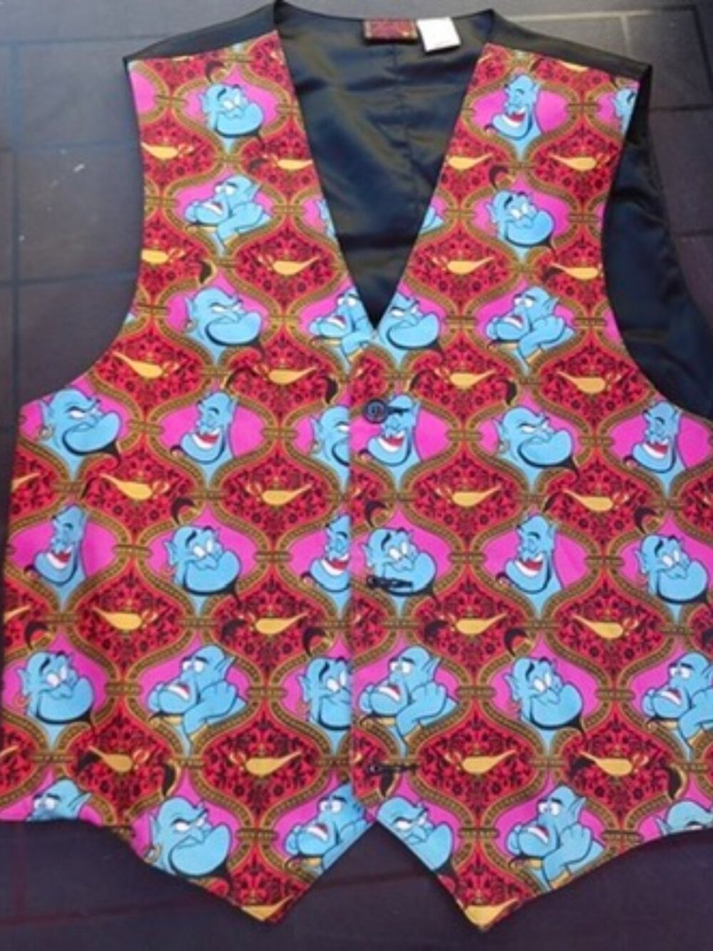 Vintage Disney Aladdin Genie Vest 90s All Over Print Character